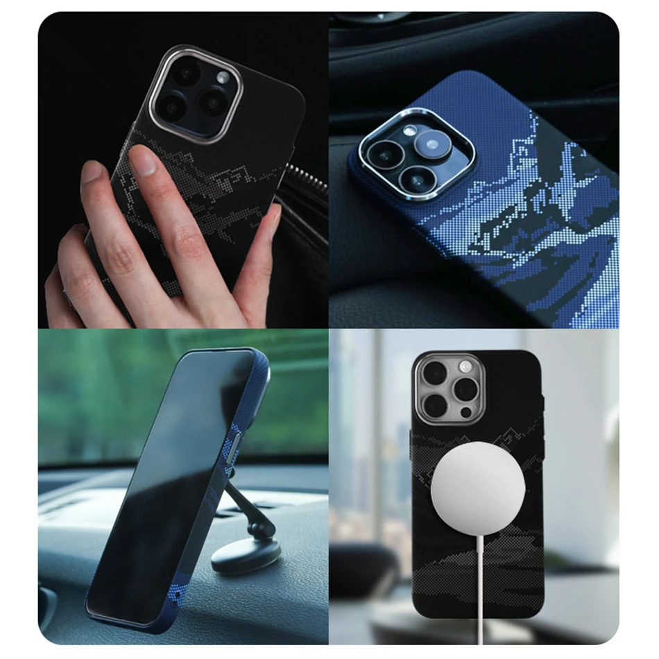 Фото Чехол для iPhone 17 16 15 14 Pro Max с абстрактным пейзажным рельефом, поддержкой MagSafe, беспроводной зарядкой, защитой объектива из сплава и жестким корпусом из поликарбоната №5