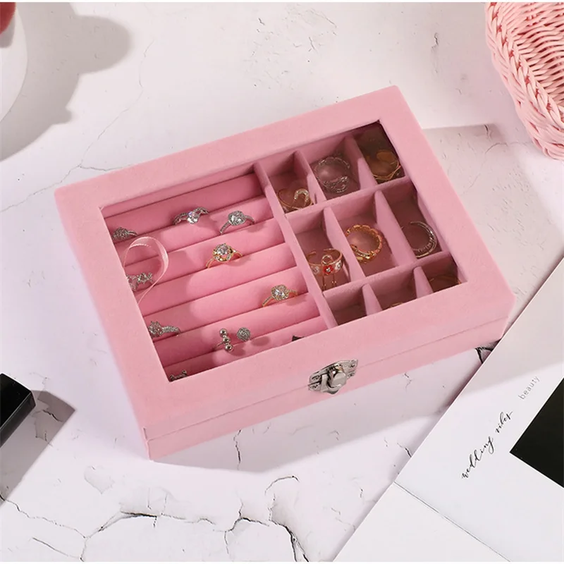fashion simple window jewelry box Earring studs earrings necklace sorting storage box accessories organizing boxes jewelry box