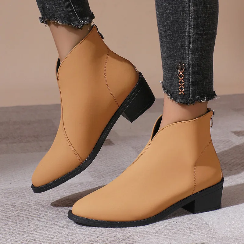 

Women New Winter Chelsea Ankle Boots Pointed Toe Zipper Casual Platform Boots Autumn Fashion Retro Short Boots Botas De Mujer