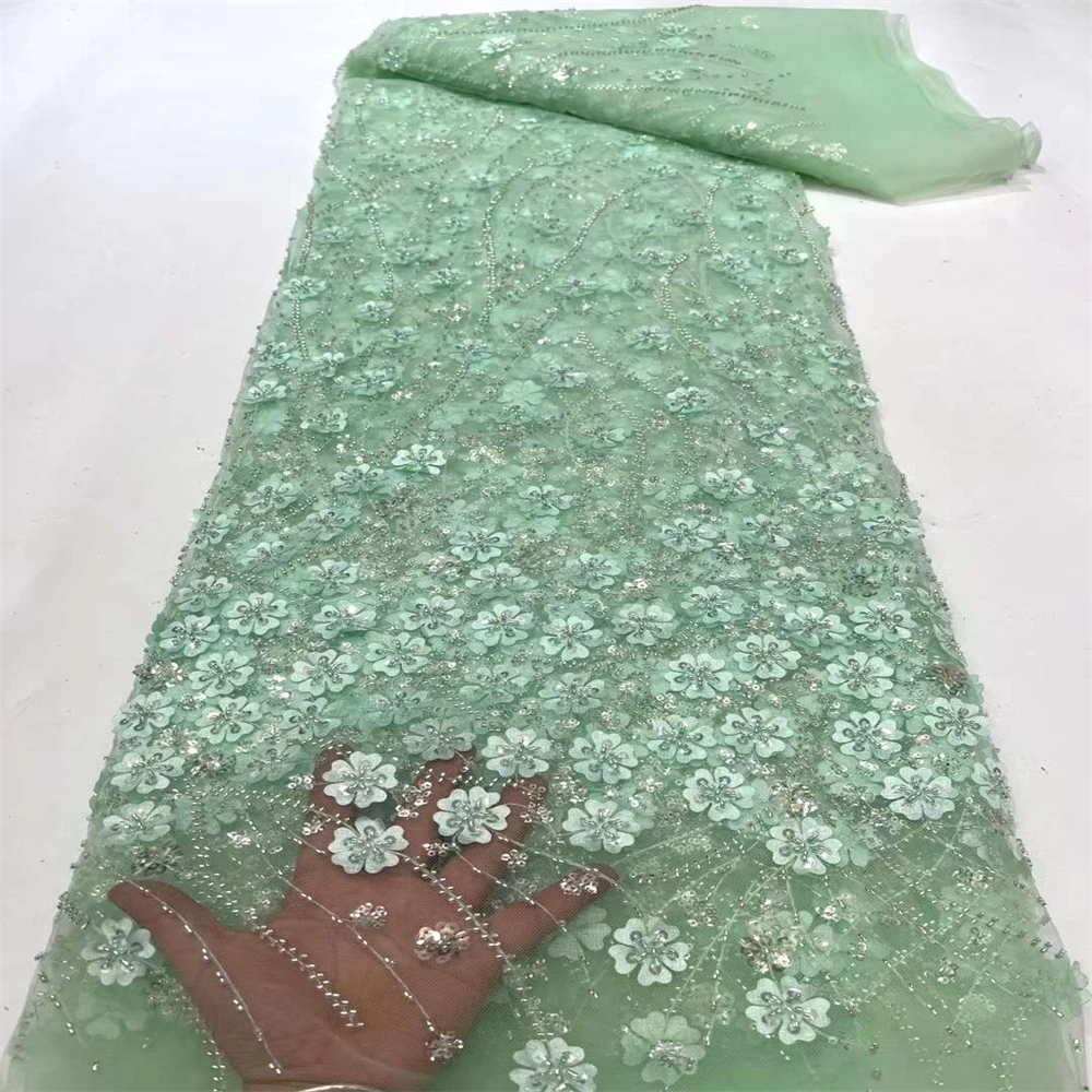 

Африканские блестки, бусины, кружевная ткань 2023, Высококачественная нигерийская сетчатая вышивка, 3D цветок, французская Тюлевая кружевная ткань для невесты