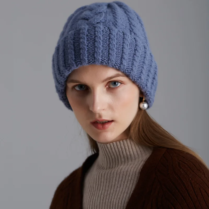 

Fashion Twist Wool Knit Beanies Hat for Women Casual Outdoor Keep Warm Skullies Cap Ladies Winter Ski Skat Bonnet Gorros