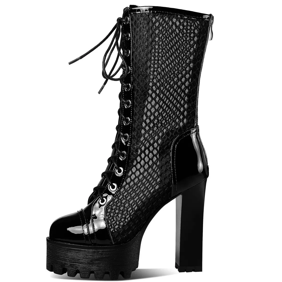 Summer Platform Pumps Shoes Women Lace Up Genuine Leather High Boots Female Round Toe High Heel Gladiator Sandals Casual Shoes