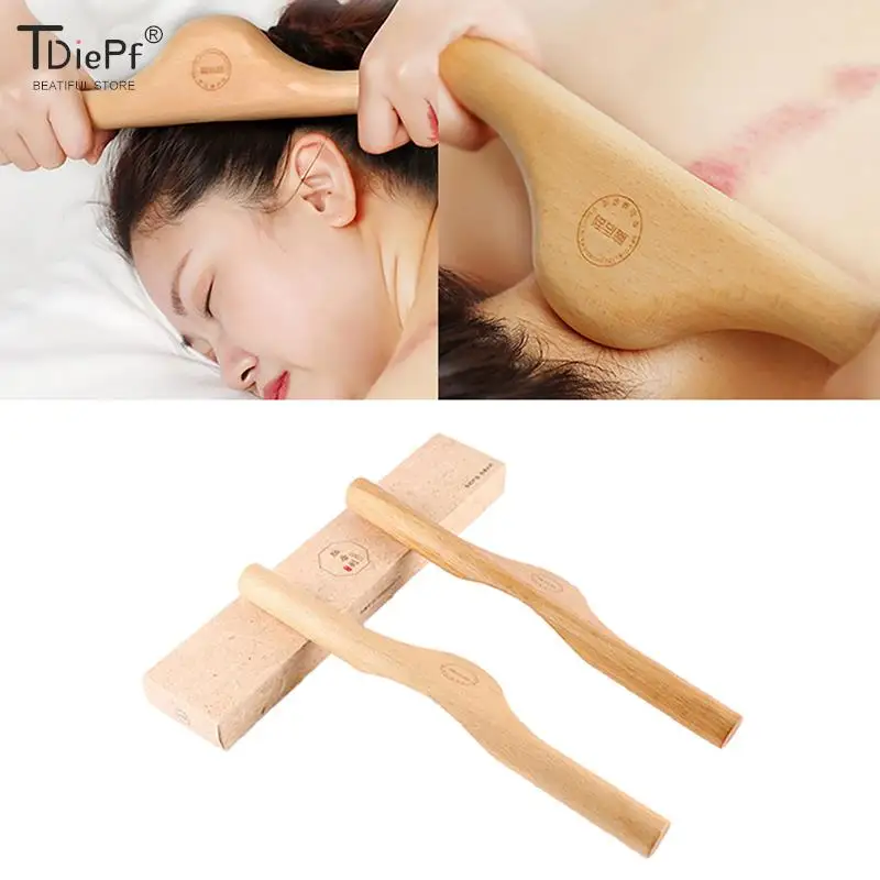 

1* Guasha Scraping Stick Wood Therapy Back Shoulder Neck Waist Leg Massage Fat Burner Meridian Brush Slim Cellulite Massager Rod