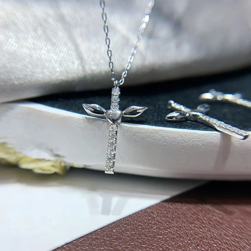 

Genuine 925 Sterling Silver Cross Necklace Pendant for Females Vintage Origin Diamond Necklace Silver 925 Jewelry Pendant Women