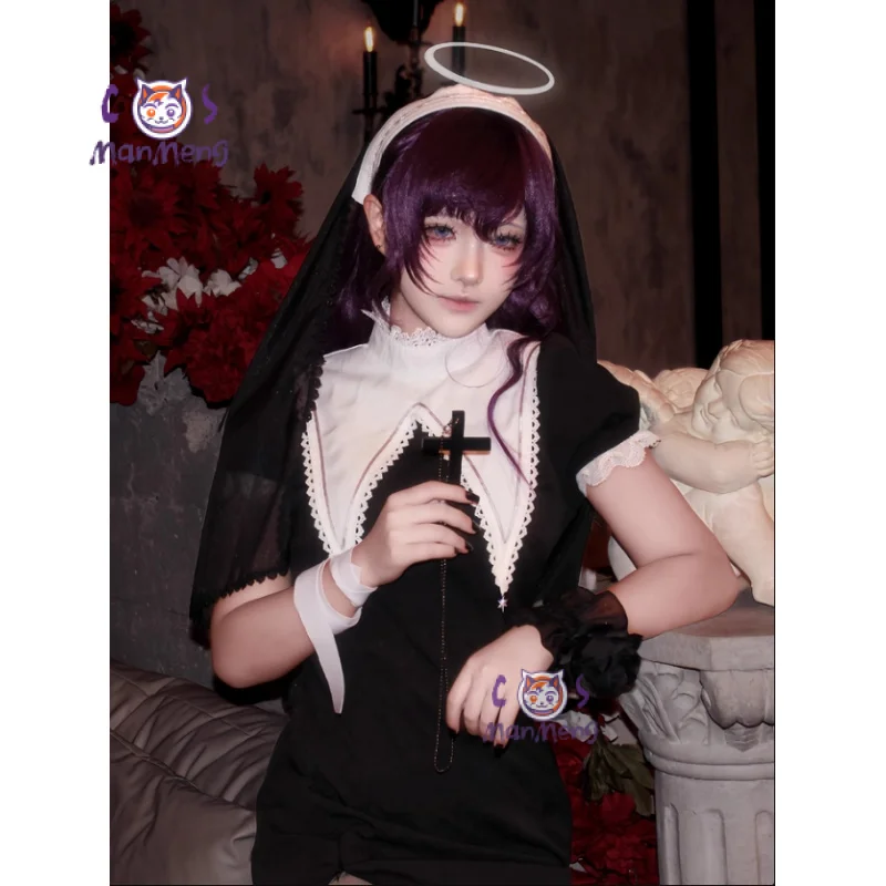 Фото Аниме PJSK Asahina Mafuyu mfy Косплей Костюм Женское элегантное длинное платье головной убор, носки реквизит Хэллоуин карнавал новая форма №2