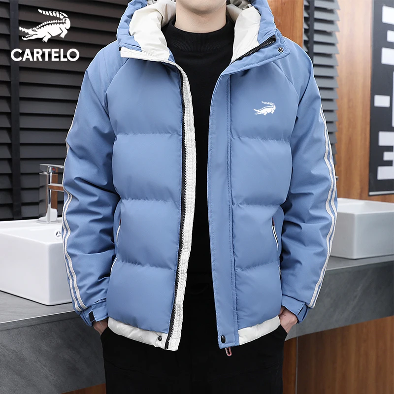 cartelo brand 2022 winter new men's hooded thickening trend padded jacket Korean version loose padded jacket down jacket to keep