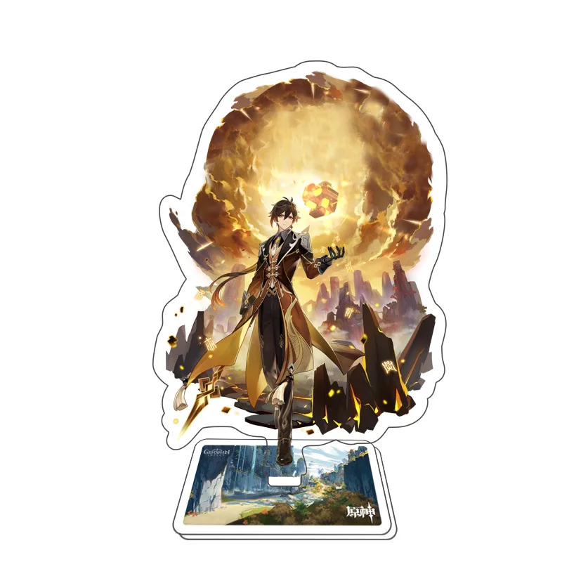Аниме игра Genshin Impact Кукла акриловая рамка модель игрушка орех Zhongli и Kamisato Ayaka