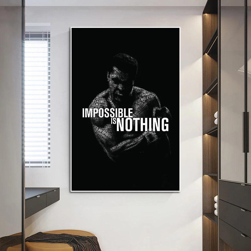 Вдохновляющие цитаты портреты Картина на холсте боксерские спортивные постеры и