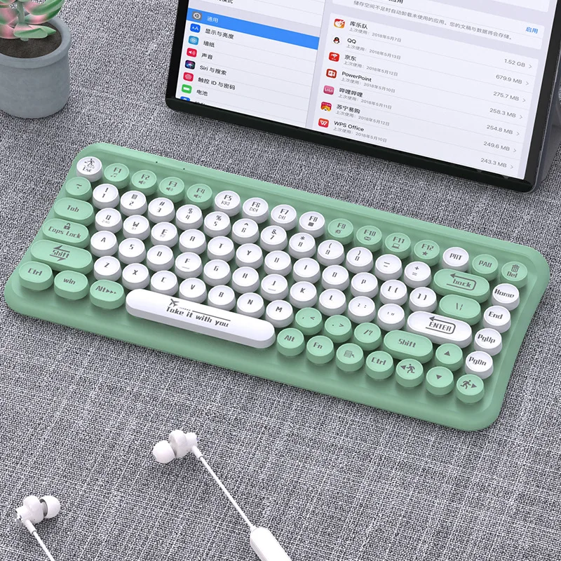 

Double color 85 keyboard wireless 2.4G Bluetooth dual-mode charging punk key for notebook desktop for Mac/Win xp/Win 7