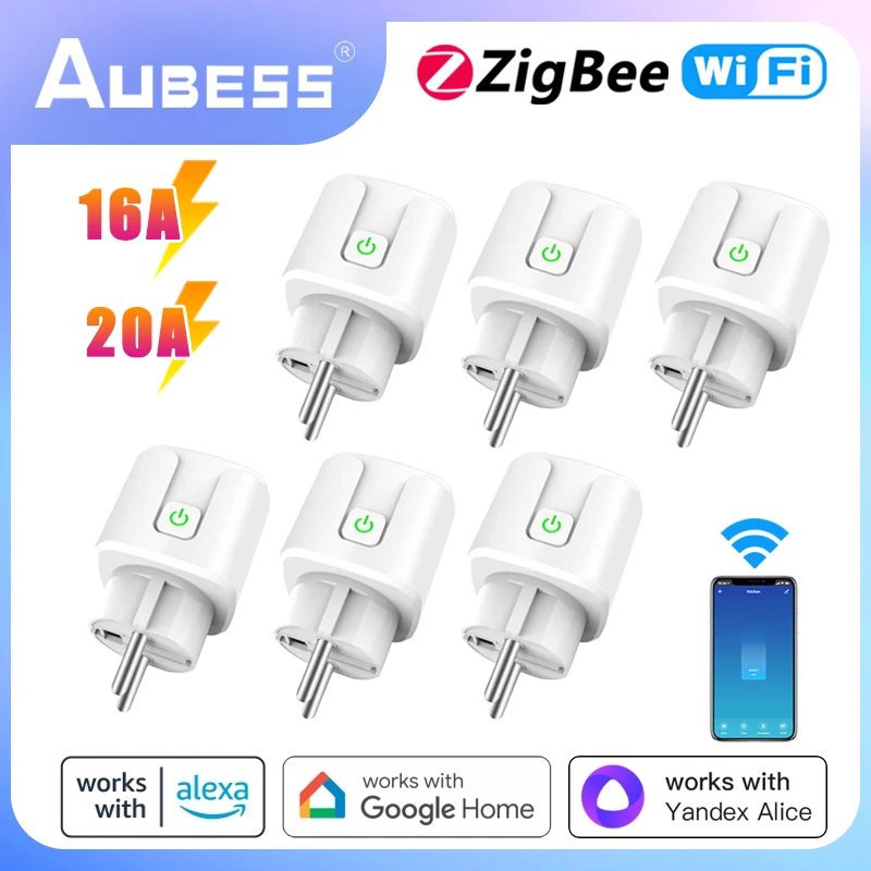 

AUBESS WiFi/ZigBee Smart Plug Socket EU 16A/20A With Power Monitor For Tuya Smart Life Yandex Alice Alexa Google Home Assistant