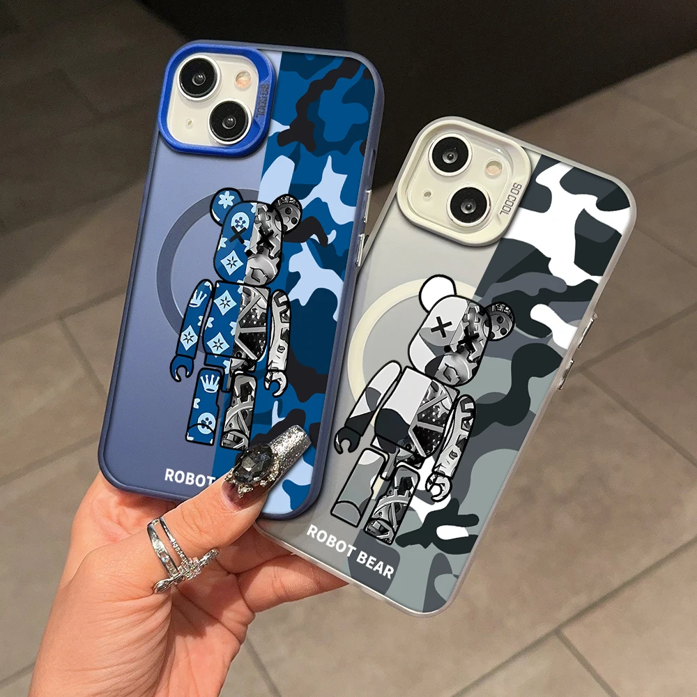 Роскошный брендовый Магнитный чехол Magsafe с роботом для телефона IPhone 11 12 13 14 15 16 Pro