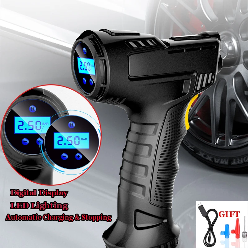 120w Rechargeable Wireless Inflatable Pump Portable Air Pump Car Tire Inflator Digital For Car Bicycle Balls