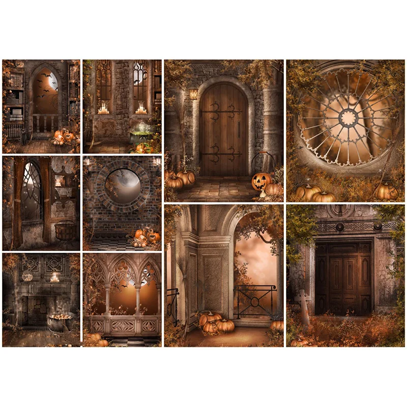 

Halloween Backdrop Pumpkin Lantern Castle Forest Moon Tombstone Baby Photography Background For Photo Studio Props 21819 NNG-08