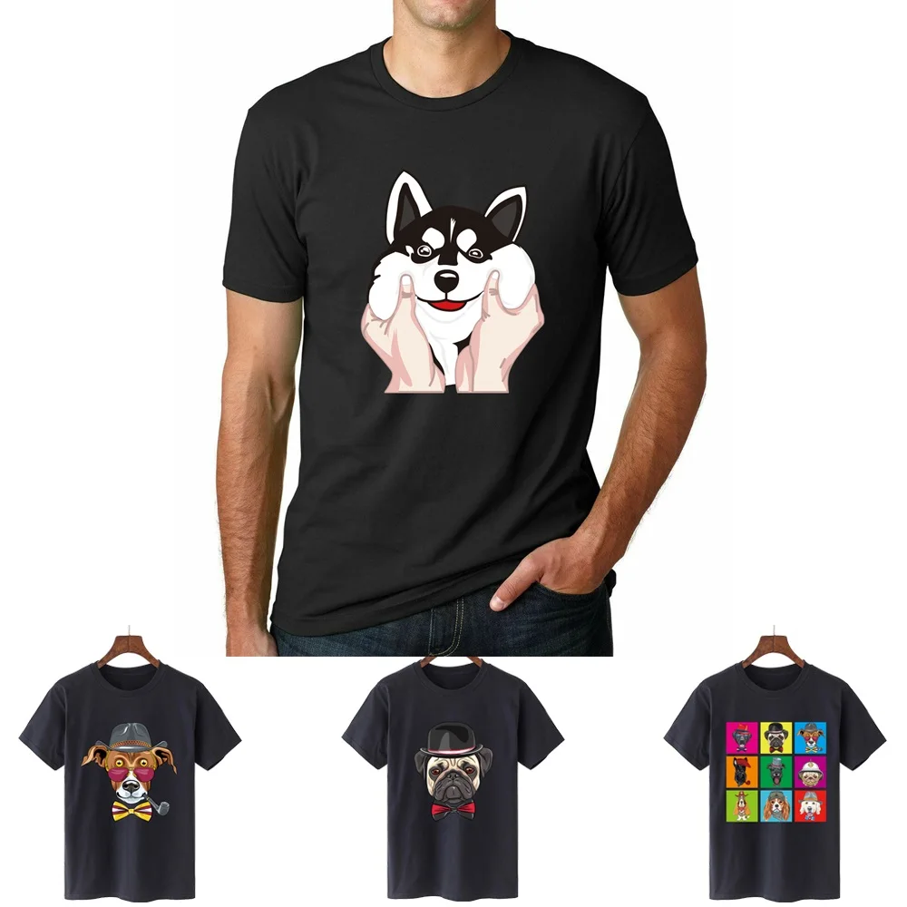 

T-shirt Top Men 2022 Summer Round Neck Short Sleeve Tee Dog Print All-match Clothing Tshirts Casual Comfortable Shirts Pullover