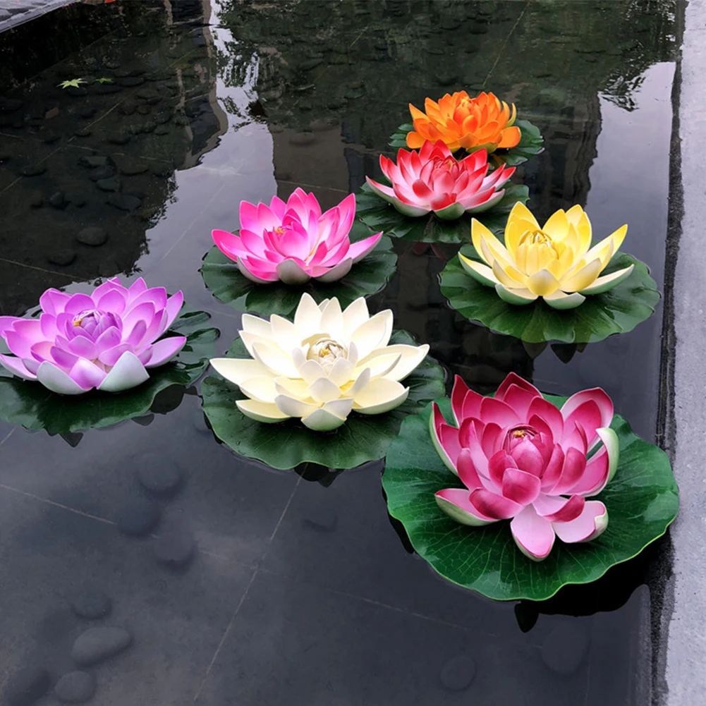 

Artificial Flower Lotus-Leaf Flowers Bud Heart Lotus Eva Plastic Fake Water Lily Floating Pool Floating Stable