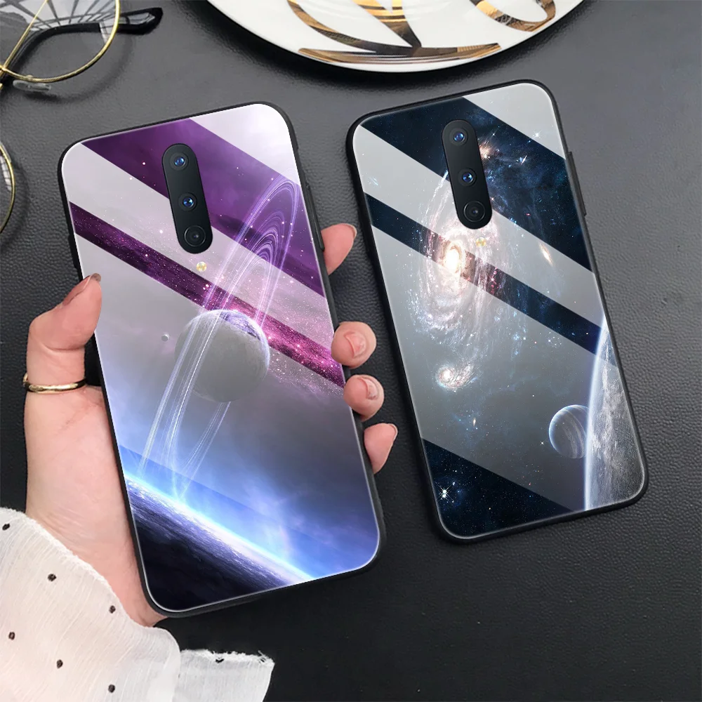 

Cool Planet Space Tempered Glass Case for OnePlus 7 7T 8 8T 9 Pro 9R 9RT Back Cover on One Plus Nord N100 10 9Pro T R RT 5G Capa