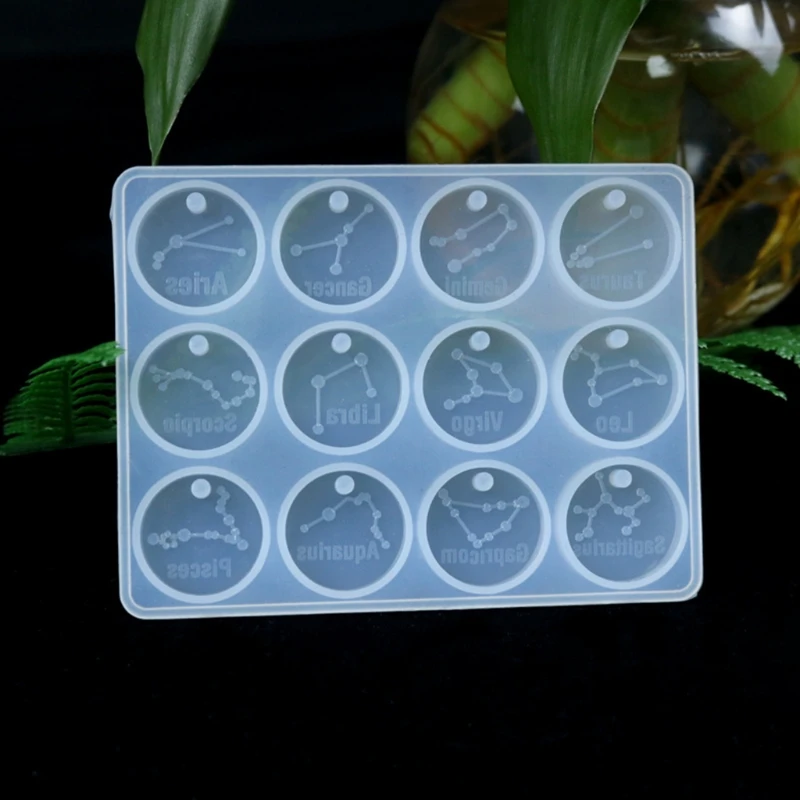 

69HB UV Crystal Epoxy Resin Mold 12 Constellations Pendant Casting Silicone Mould