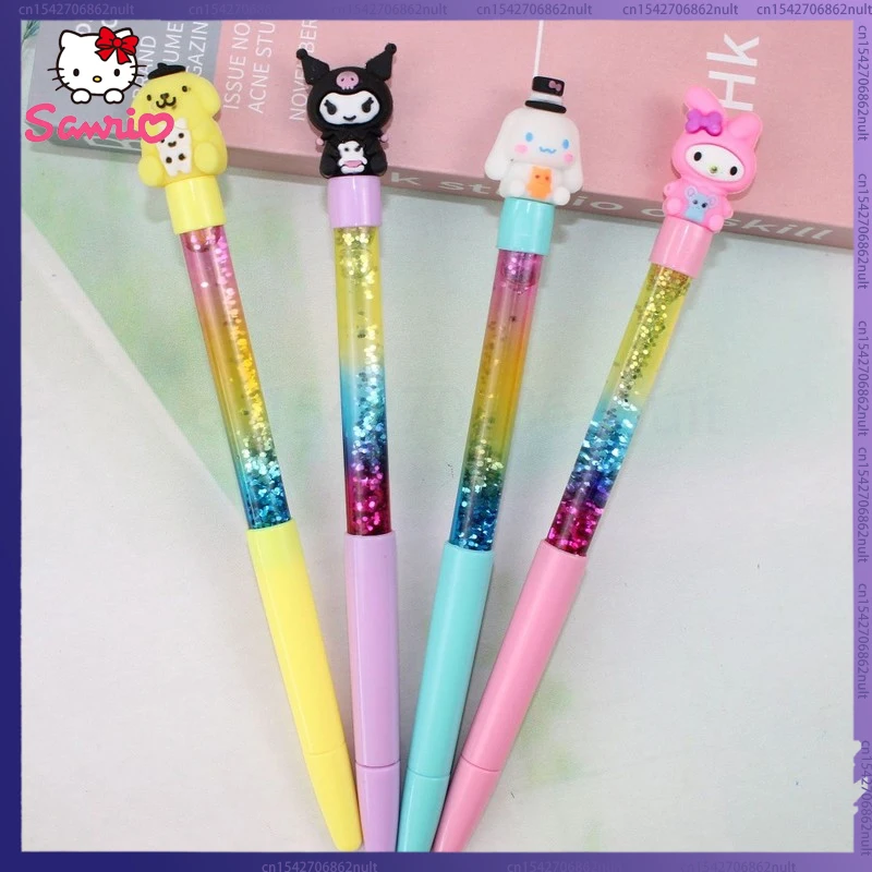 

Sanrio 12/24pcs Cartoon Gel Pen Cute Quicksand Pens Students Write Stationery 0.5 Black School Office Signature Supply Gifts Pen
