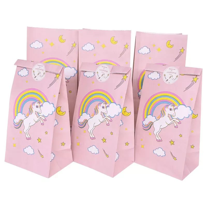 

10pcs Unicorn Party Paper Candy Gift Bags Cookie Popcorn Box 1st Kids Unicorn Birthday Party Decoration Baby Shower Supplies