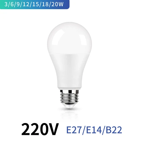 Светодиодная лампа E27 E14 B22 220В 3-20Вт
