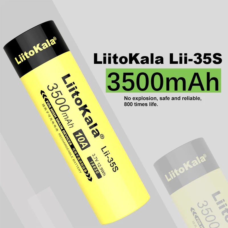Новинка аккумулятор LiitoKala Lii-35S 18650 3 7 в Lii-ion 3500mA 10A для телефона высокой яркости 1-6