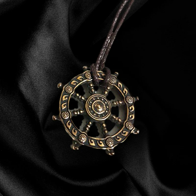 

2022 Necklace For Men Dharma Wheel Of Life Samsara Pendant Buddhist Amulet Talisman Necklace Party Birthday Gift