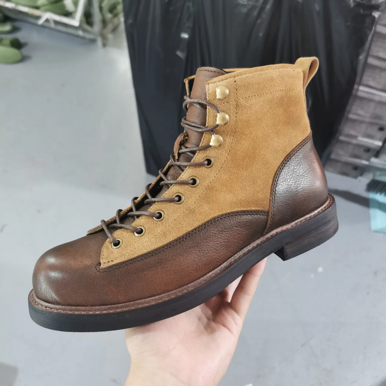 Мужские ботинки походные Винтажные из воловьей замши и первого слоя кожи мужская