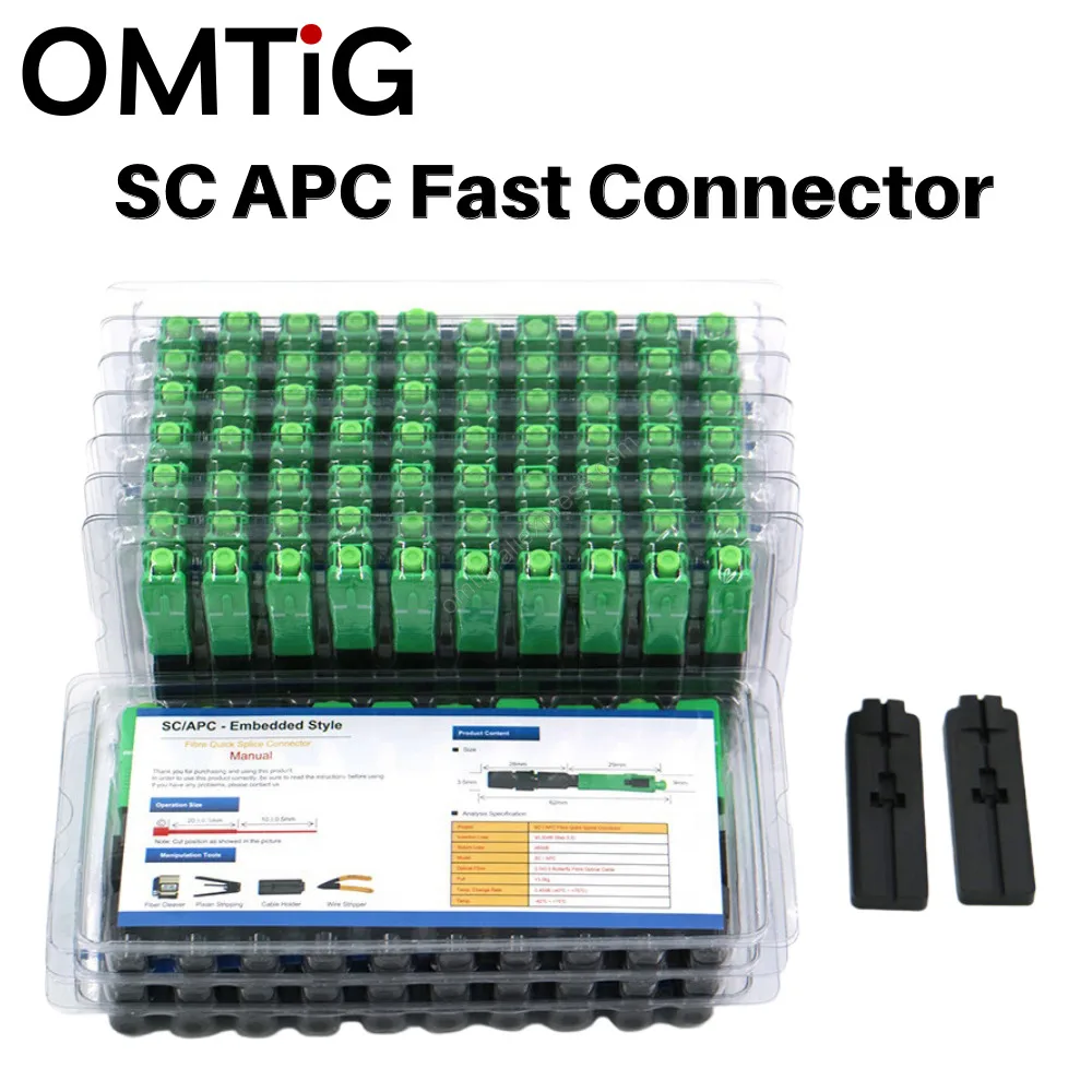 

OMTiG 50/100/200 шт. SC APC Быстрый коннектор инструмент для встроенного разъема FTTH холодное волокно быстрый коннектор SC оптоволоконный коннектор