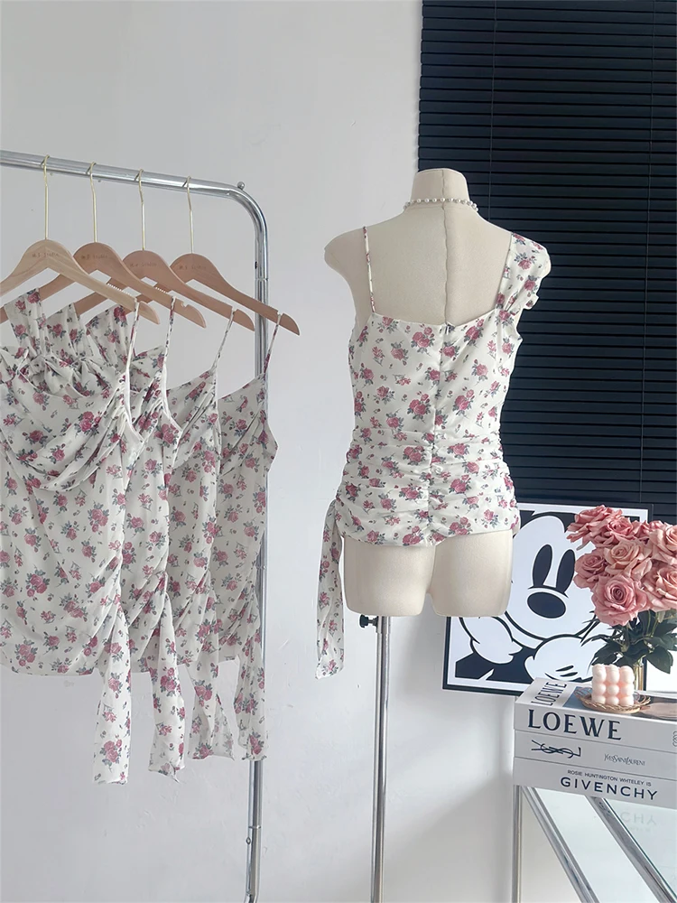 Женский укороченный топ в стиле девушки Мори винтажный с цветочным принтом