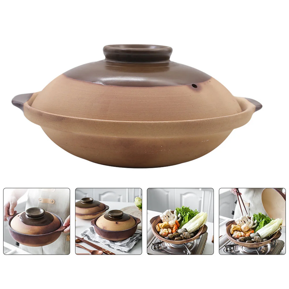 

Кастрюля керамическая с крышкой для супа, большая кастрюля для фруктов, лука, кастрюля для тушения, Сервировочная керамика, жаростойкая кер...