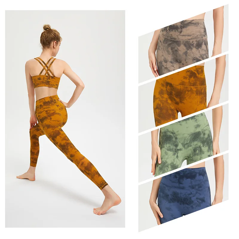 LuLu Women's yoga pants sets Sports female Trousers leggings  gym Fitness double-sided hairy high waist buttock  lifting elastic