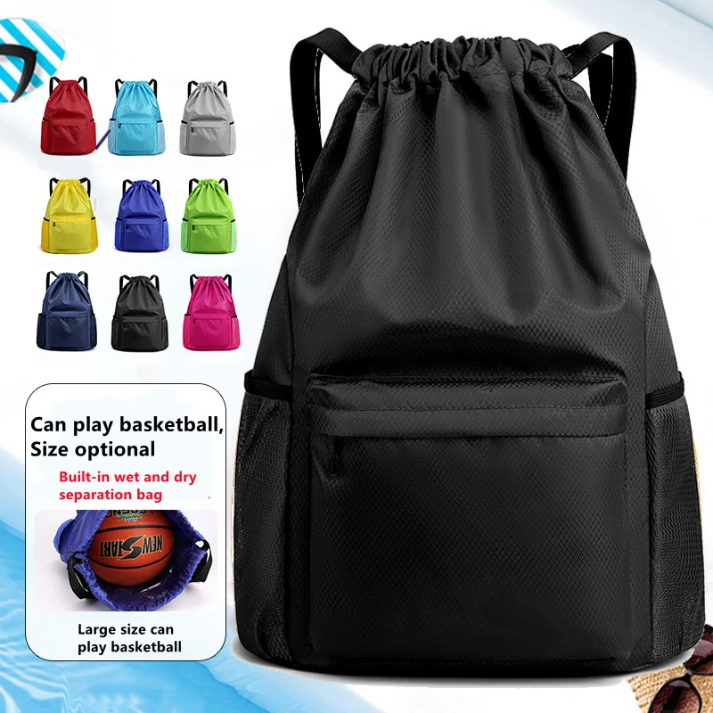 

Men/Women Draawstring Pocket Backpack 2023 New Nylon Waterproof Backpack Large Capacity Drawstring Travel Bag Fitness Sports Bag