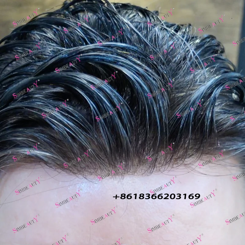 Парик #1 из натуральных человеческих волос Jet Black длинная инъекция на основе ПУ