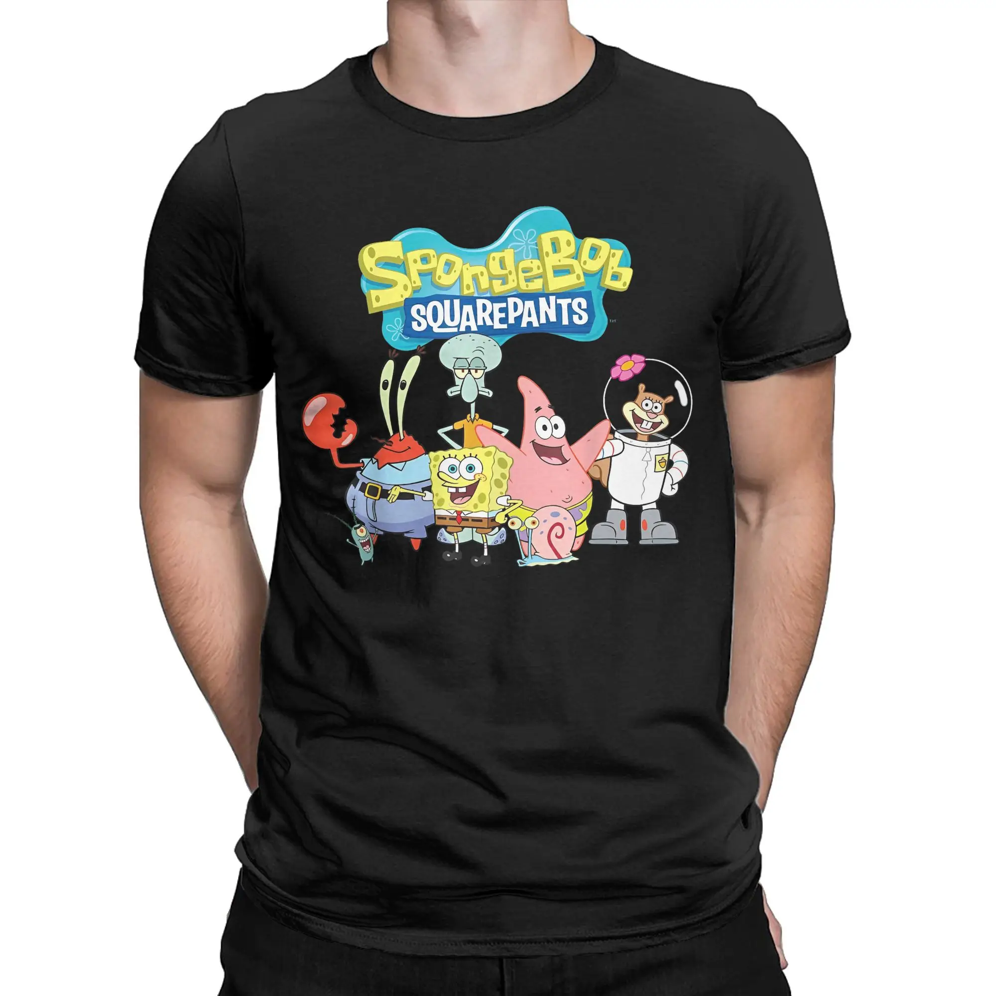 Футболка мужская с круглым вырезом хлопок принт мультяшным принтом короткие