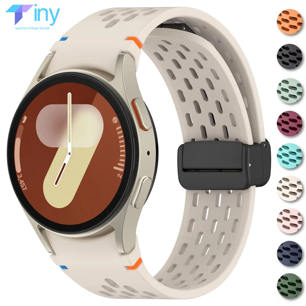 No Gaps Silicone Strap for Samsung Galaxy Watch 7 6 5 4 FE 40/44mm 5Pro 45mm Magnetic Band 6Classic 47 Bracelet