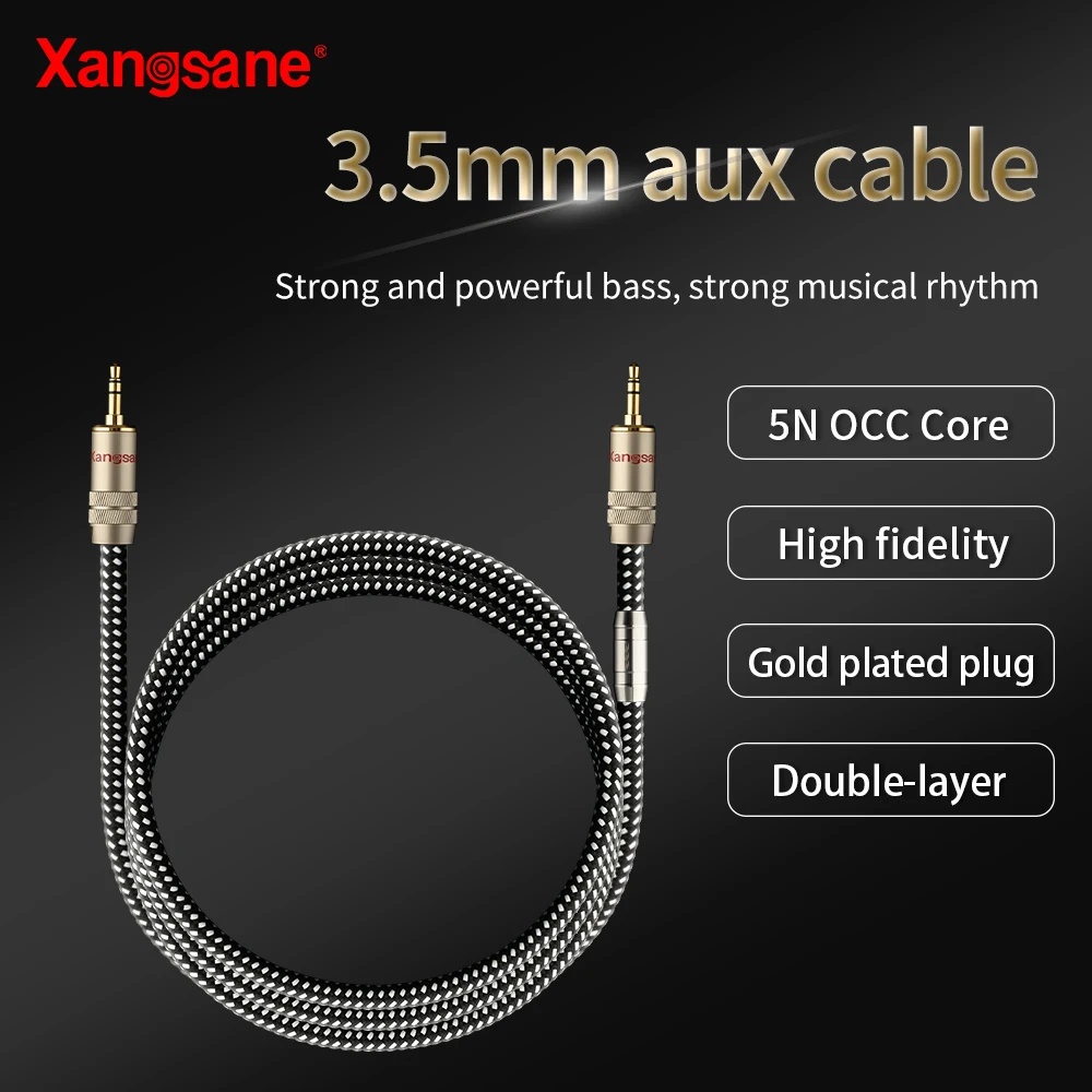 

Xangsane 5NOCC hifi 3.5mm aux cable mobilephone Headphone Adapter computer audio cable hifi aux car speaker pair recording cable