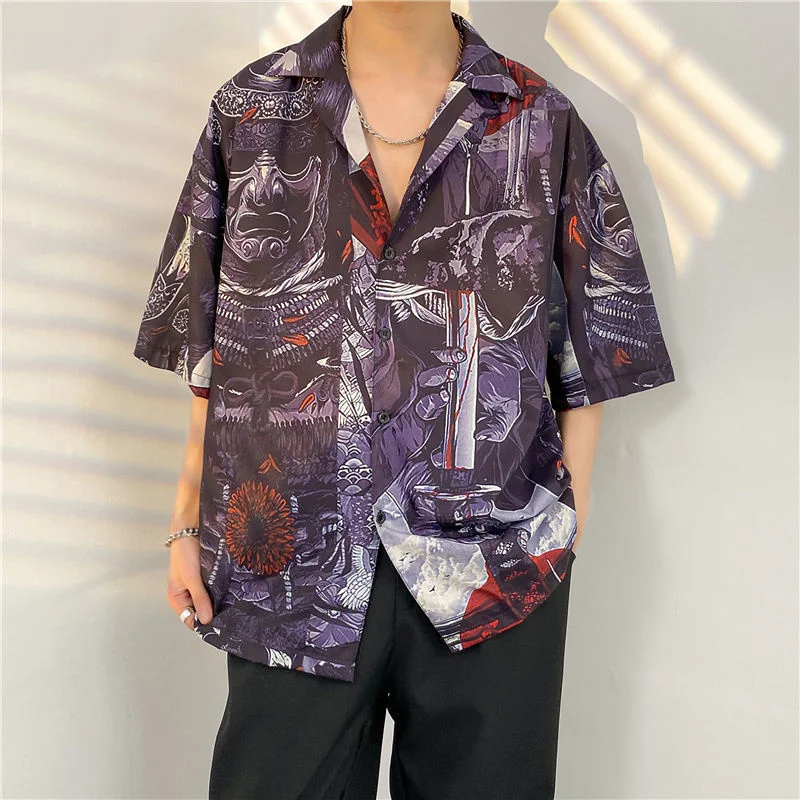 

Japanese Samurai Ukiyoe Tiger Shirts Gothic Summer Polo Shirt For Men Women Vintage Harajuku Y2K Tops Fashion Oversize Hawaiian