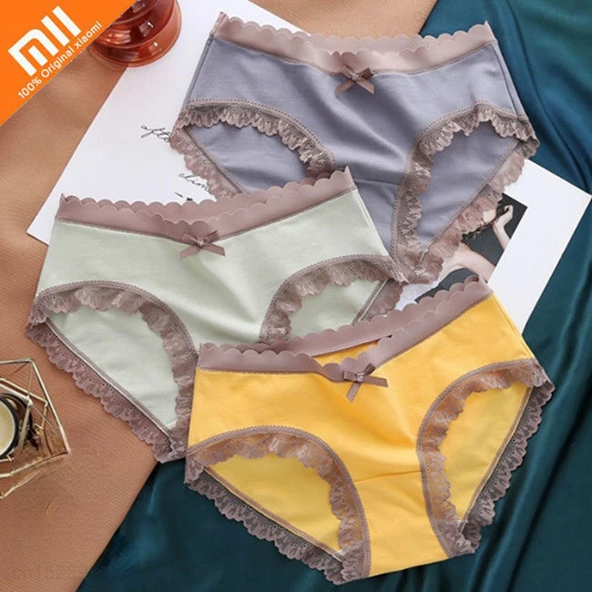 

Xiaomi 4Pcs Cotton Lace Sexy Panties Soft Women's Underwear Boxer Panties Girls Seamless Briefs Antibacterial Comfort Lingerie