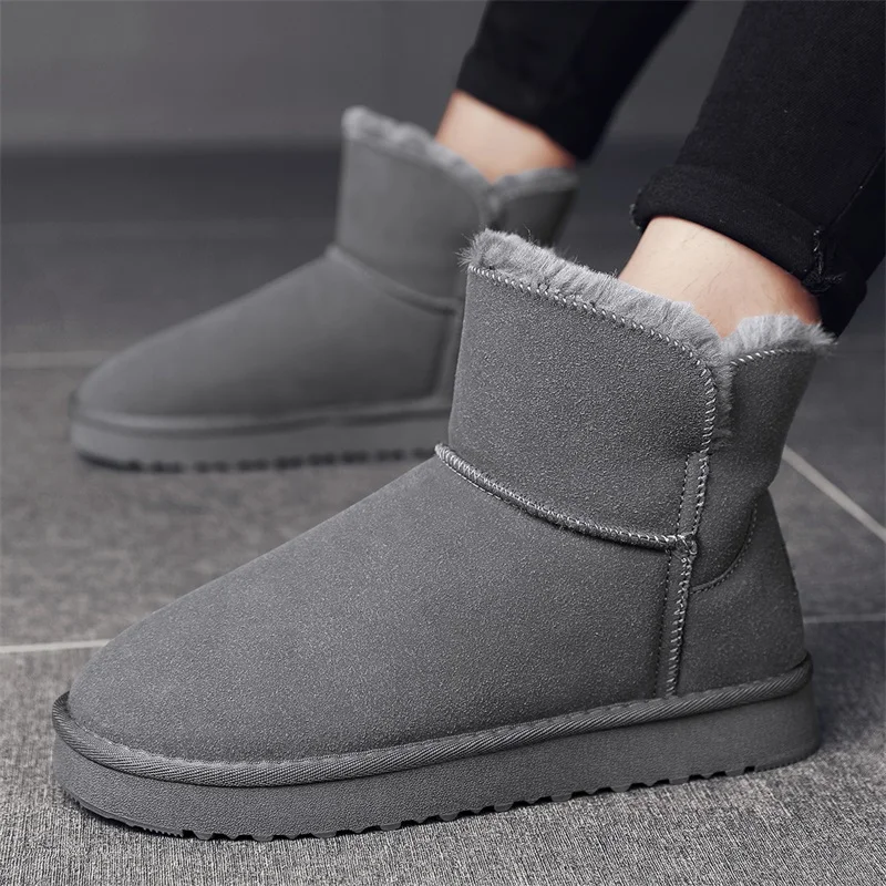 

Plus Velvet Snow Boots for Men Men's Shoes Winter Warm Platform Men's Boots Ankle Cotton Shoes Black Short Barrel Casual Shoes