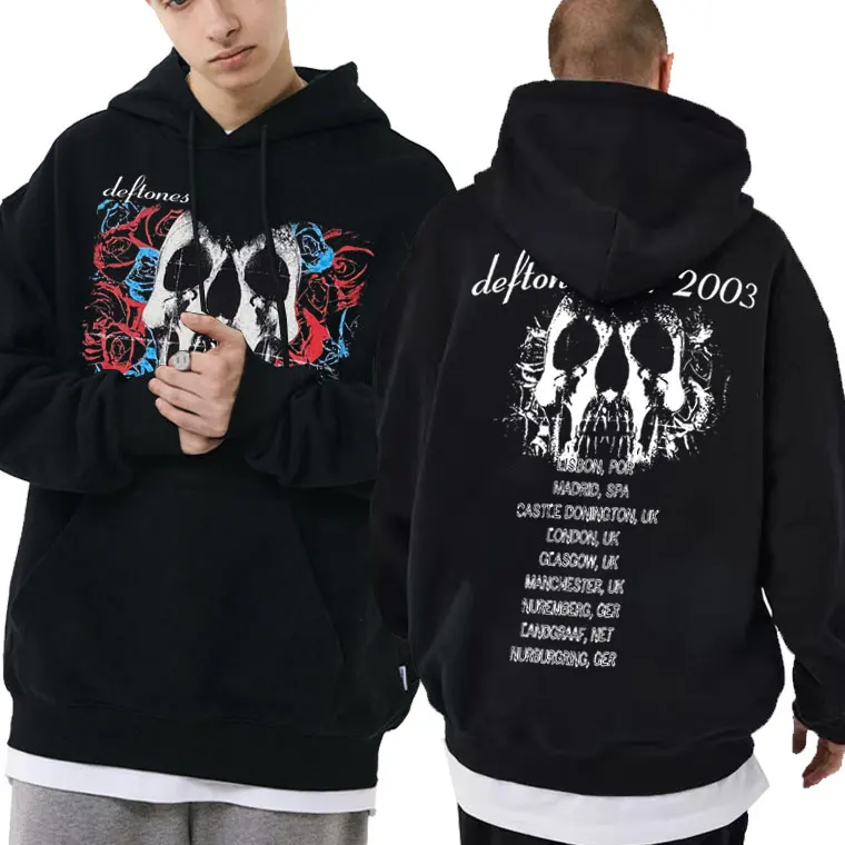 

Alternative Rap Metal Band Deftones Skull Double Sided Graphic Printed Hoodie Streetwear Men Hoodies Man Black Sweatshirt Tops