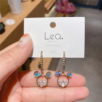 cute mouse earrings colorful crystal earring for women 2022 hot wholesale fashion cartoon trendy romantic wedding jewelry gift