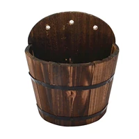 hangings wooden bucket planter wall mount barrel planter rustic patio plant bucket easy to install plant container box for home