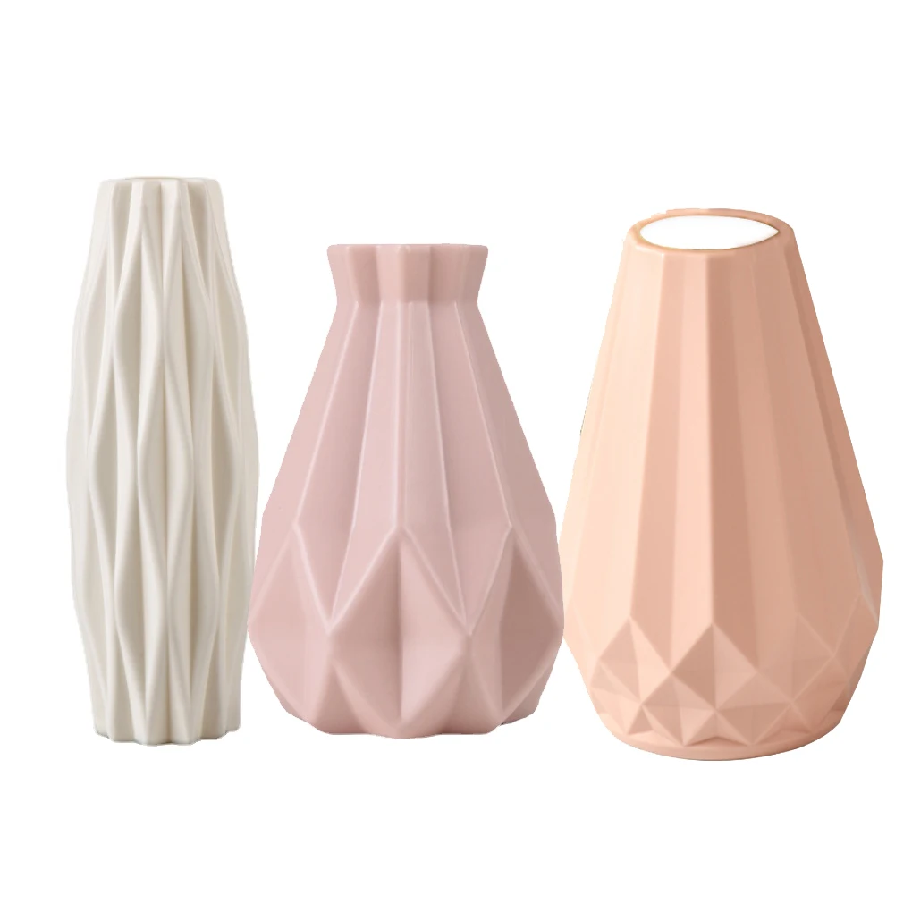 

Raymeel White Vase Pink Green Plastic Flower Pot Basket Nordic Living Room Home Decoration Ornament Desktop Flower Arrangement