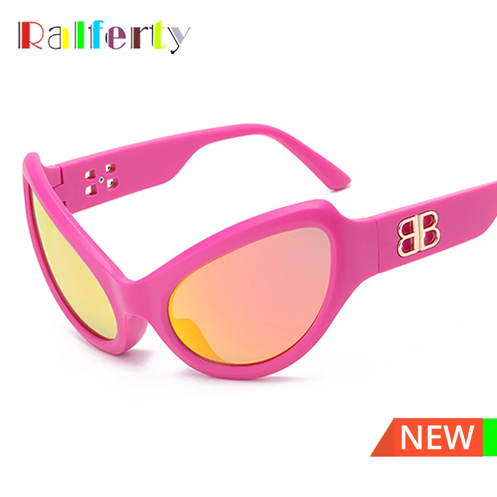 

Ralferty Y2K Sunglasses Women Sport Sun Glasses Female Pink Mirror New Fashion Cat Eye Sunglass Ladies Occhiali Da Sole Donna
