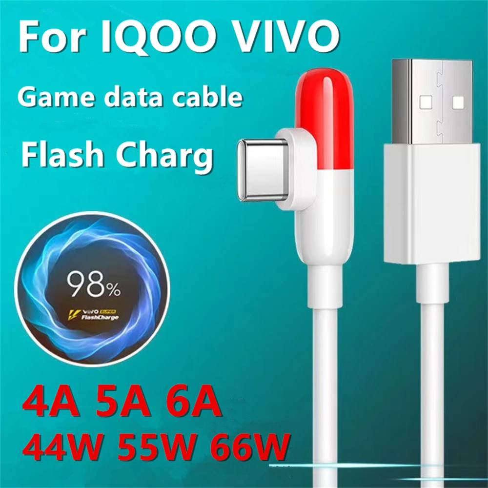 

4A Flash Charge USB Type-C Cable for Xiaomi 11 Huawei VIVO X27 X27 Pro NEX NEX2 IQOO Series 44W Large Power Phone Charger Wire
