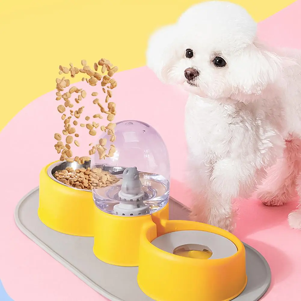 

350 мл миска для кота, собаки миска с бутылкой для воды для собак, автоматическая Питьевая семейная миска для еды, двойная миска из нержавеюще...