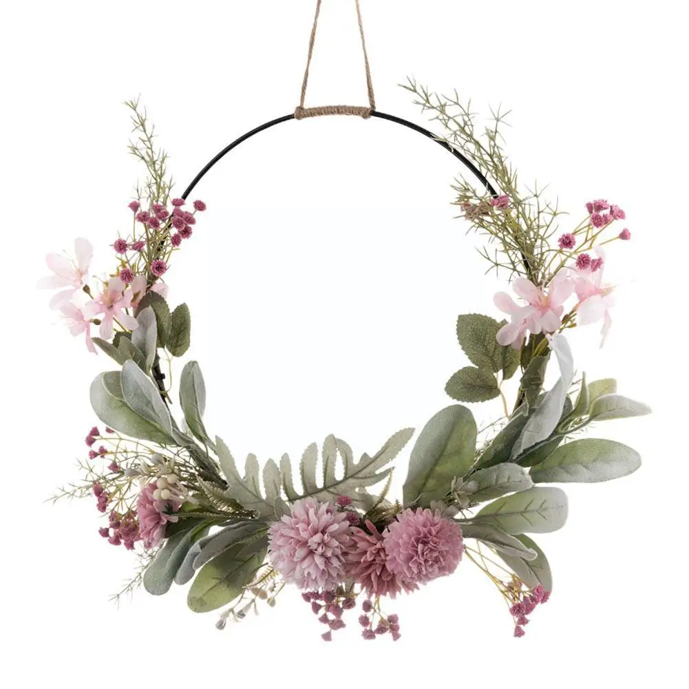 

Венок для двери, украшение для входной двери, Висячие домашние цветы, весенний день, искусственные украшения на День святого Валентина, цветок на открытом воздухе, лето, восток, W4L6