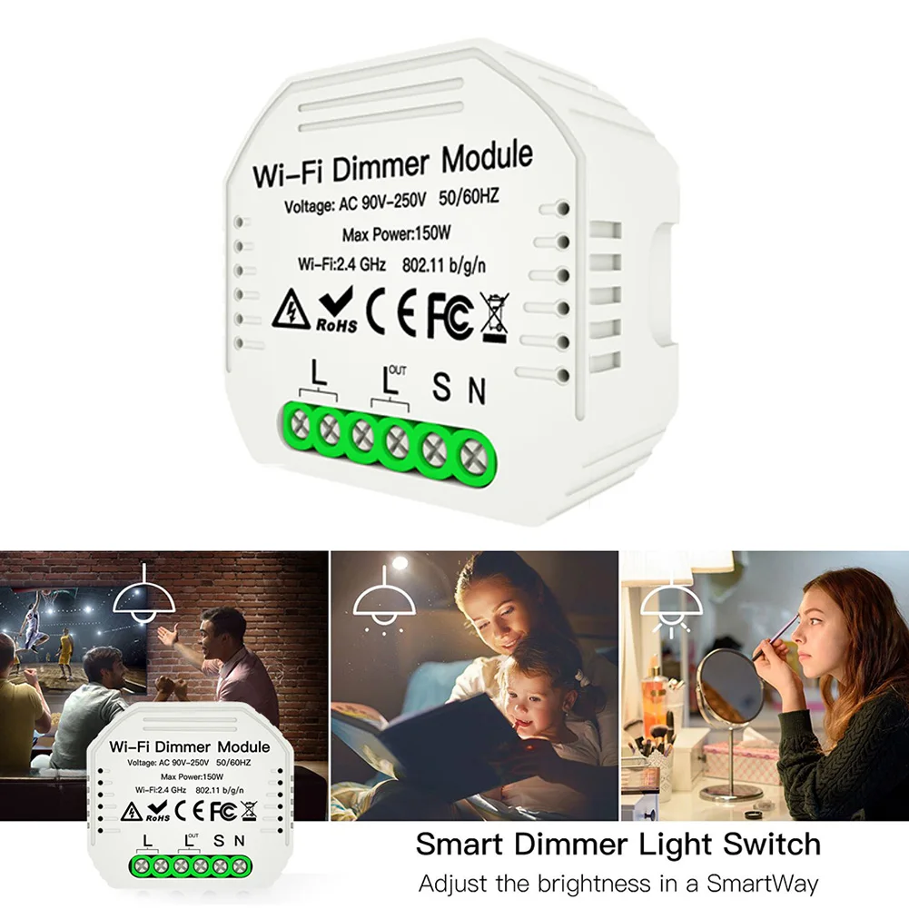 

Диммер с 1 кнопкой, миниатюрный светодиодный Wi-Fi диммер с дистанционным управлением, с управлением через приложение Alexa Echo Google Home