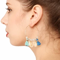 bohemian retro earrings handmade tassel pearl shell earrings b0603