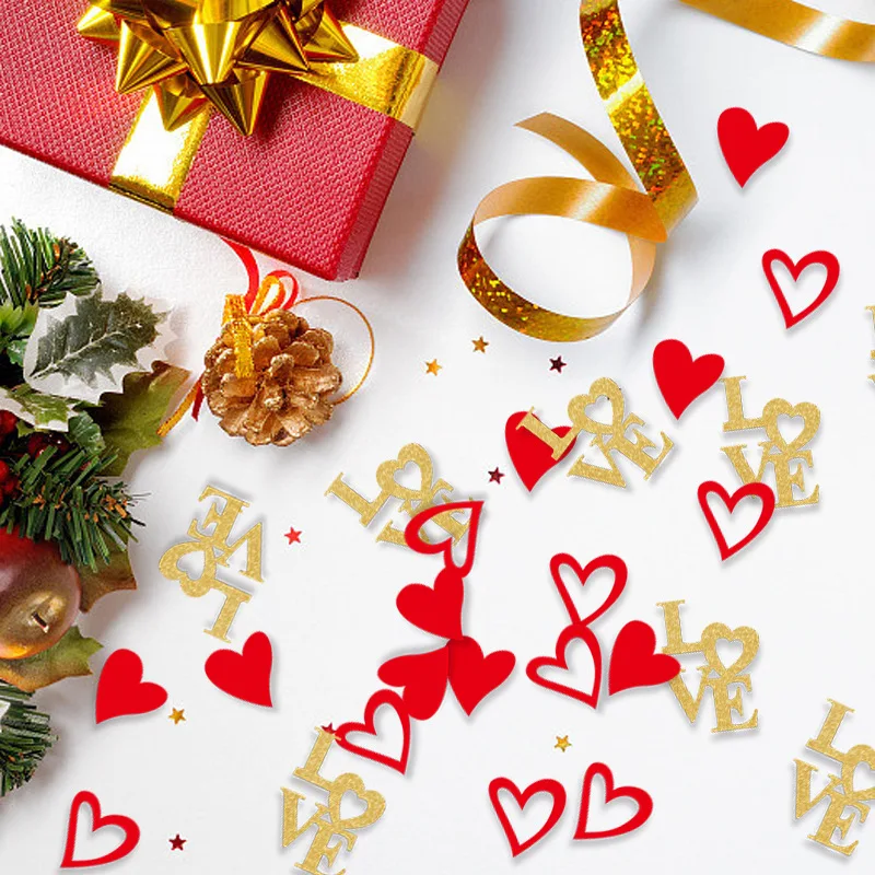 

100pcs Red Love Heart Paper Confetti Wedding Valentines Day Home Decoration Table Scatter Throwing Props Birthday Party Supplies